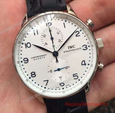 IWC Schaffhausen Replica Portugieser Chronograph Watch Stainless Steel White Dial